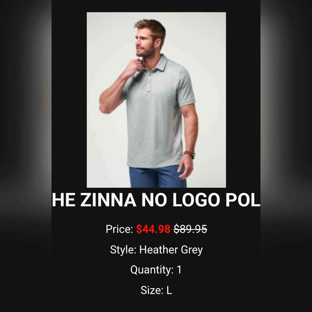 Travis Matthew Zinna no logo polo, grey, large